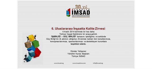 Certificate of Appreciation from İMSAD to Hekim Yapı